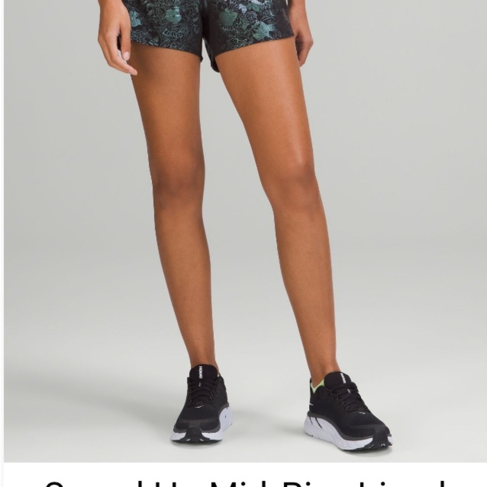 Lululemon Limited Edition Speed Lined 4” Teal Foil Pattern Shorts